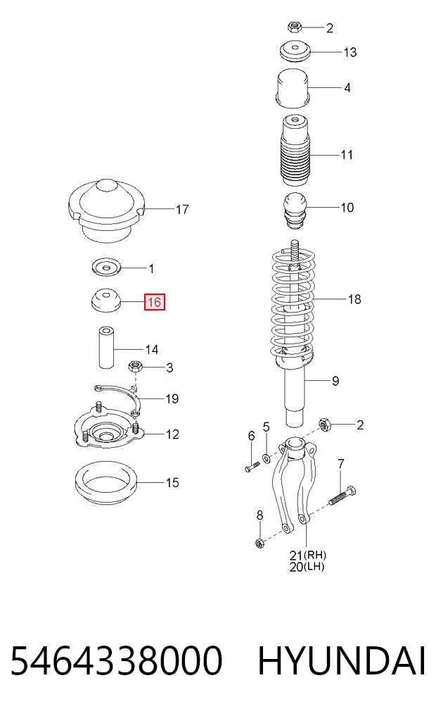 5464338000 Hyundai/Kia Buje de vástago de amortiguador delantero
