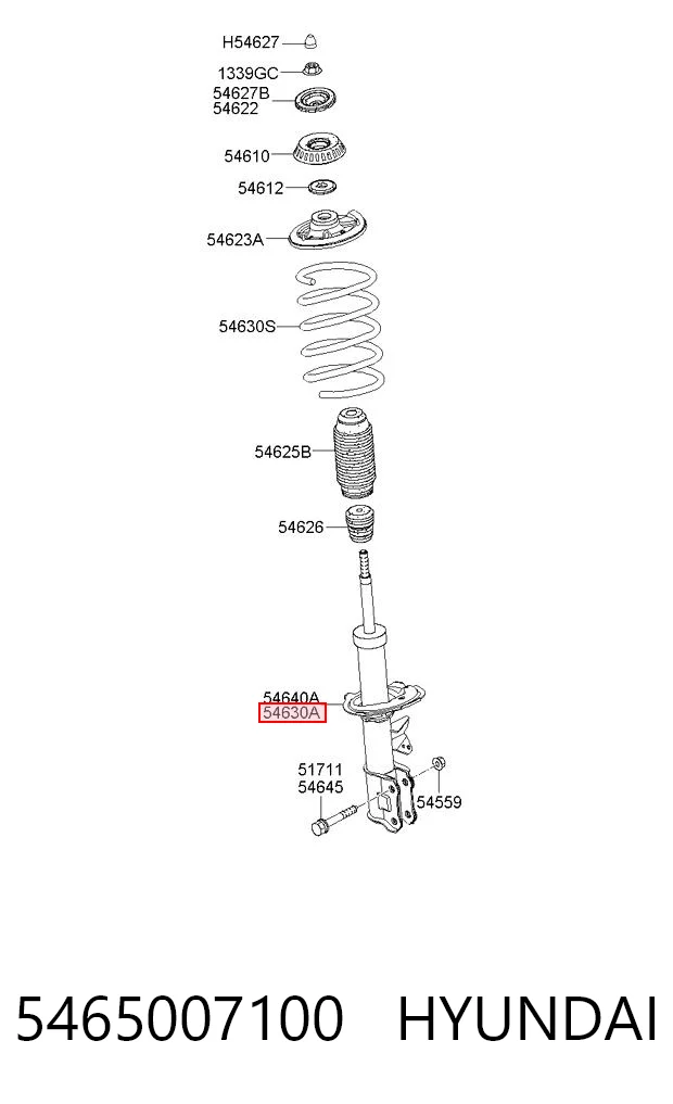 5465007100 Hyundai/Kia Amortiguador frontal izquierdo