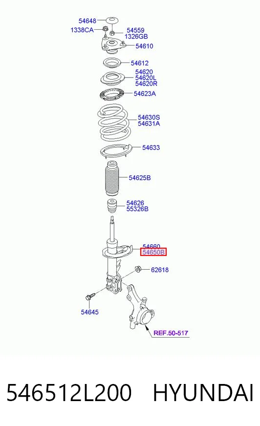 546512L200 Hyundai/Kia Amortiguador frontal izquierdo