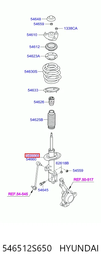 546512S650 Hyundai/Kia Amortiguador frontal izquierdo