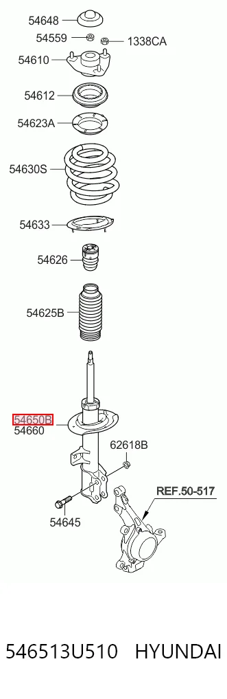 Amortiguador delantero izquierdo 546513U510 HYUNDAI