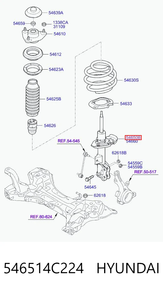 546514C224 Hyundai/Kia Amortiguador frontal izquierdo