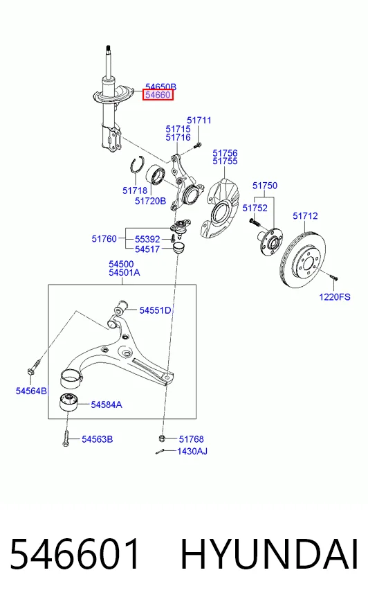 546601 Hyundai/Kia amortiguador frontal derecho