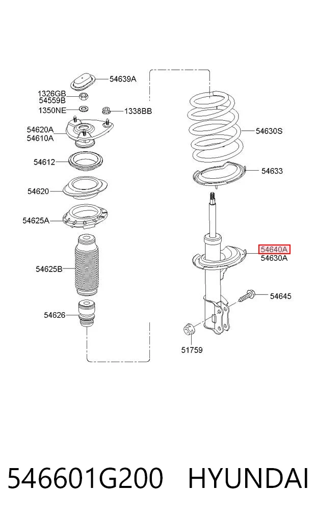 546601G200 Hyundai/Kia amortiguador frontal derecho