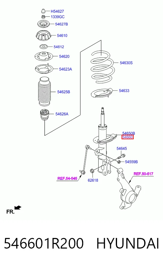 546601R200 Hyundai/Kia amortiguador frontal derecho