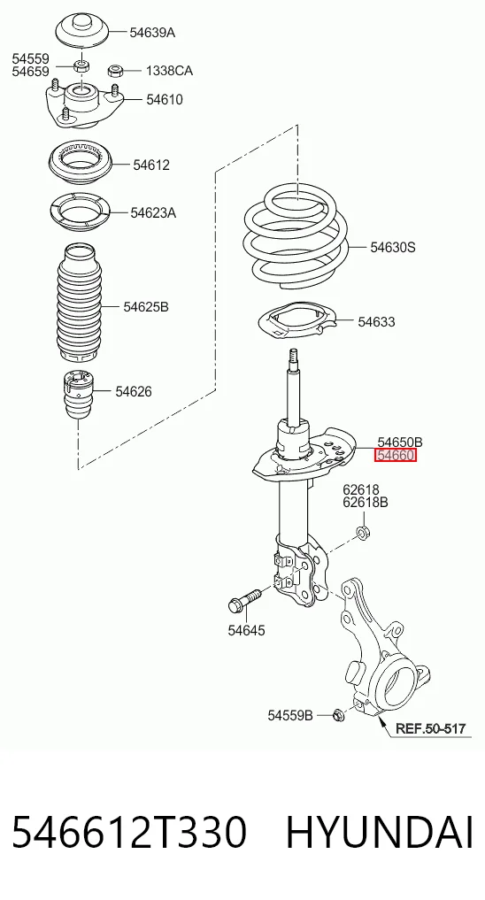 Amortiguador delantero derecho 546612T330 HYUNDAI