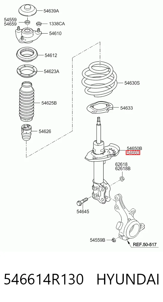 Amortiguador delantero derecho 546614R130 HYUNDAI