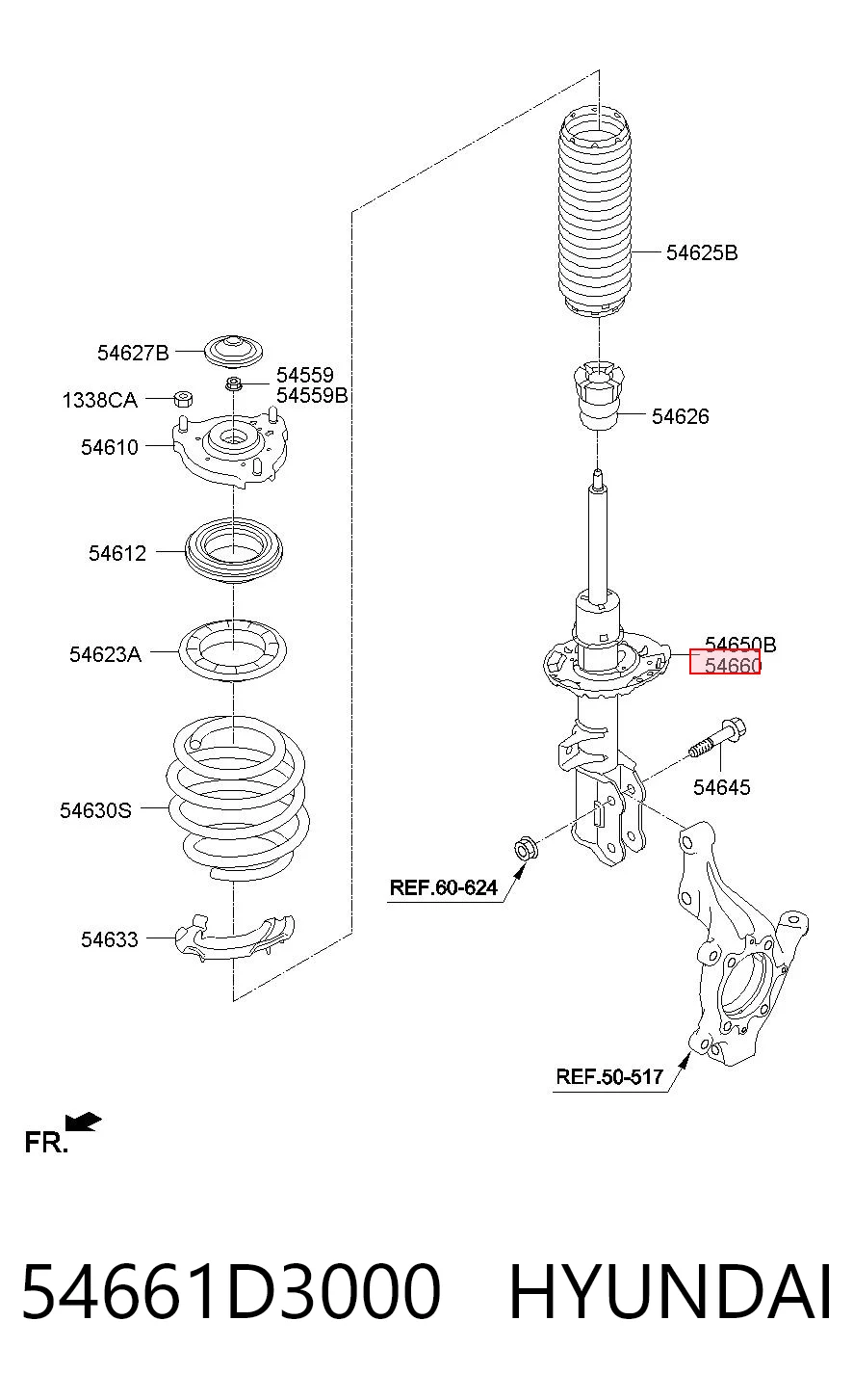 54661D3000 Hyundai/Kia amortiguador frontal derecho
