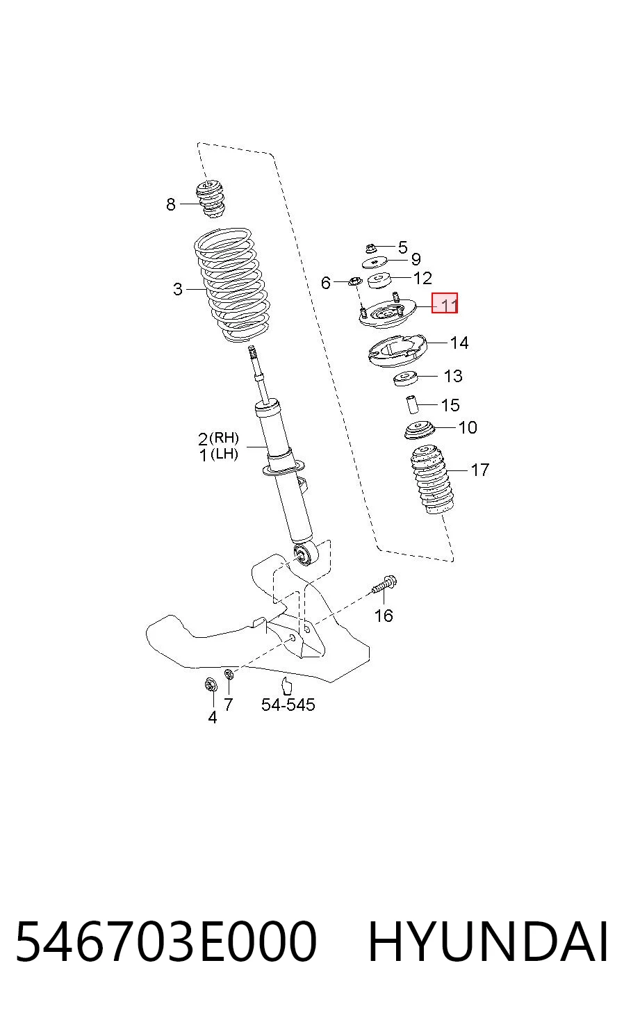 Soporte del amortiguador delantero 546703E000 HYUNDAI