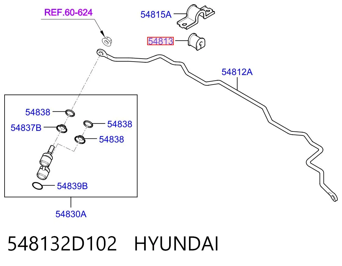 548132D102 Hyundai/Kia Buje de barra estabilizadora delantera