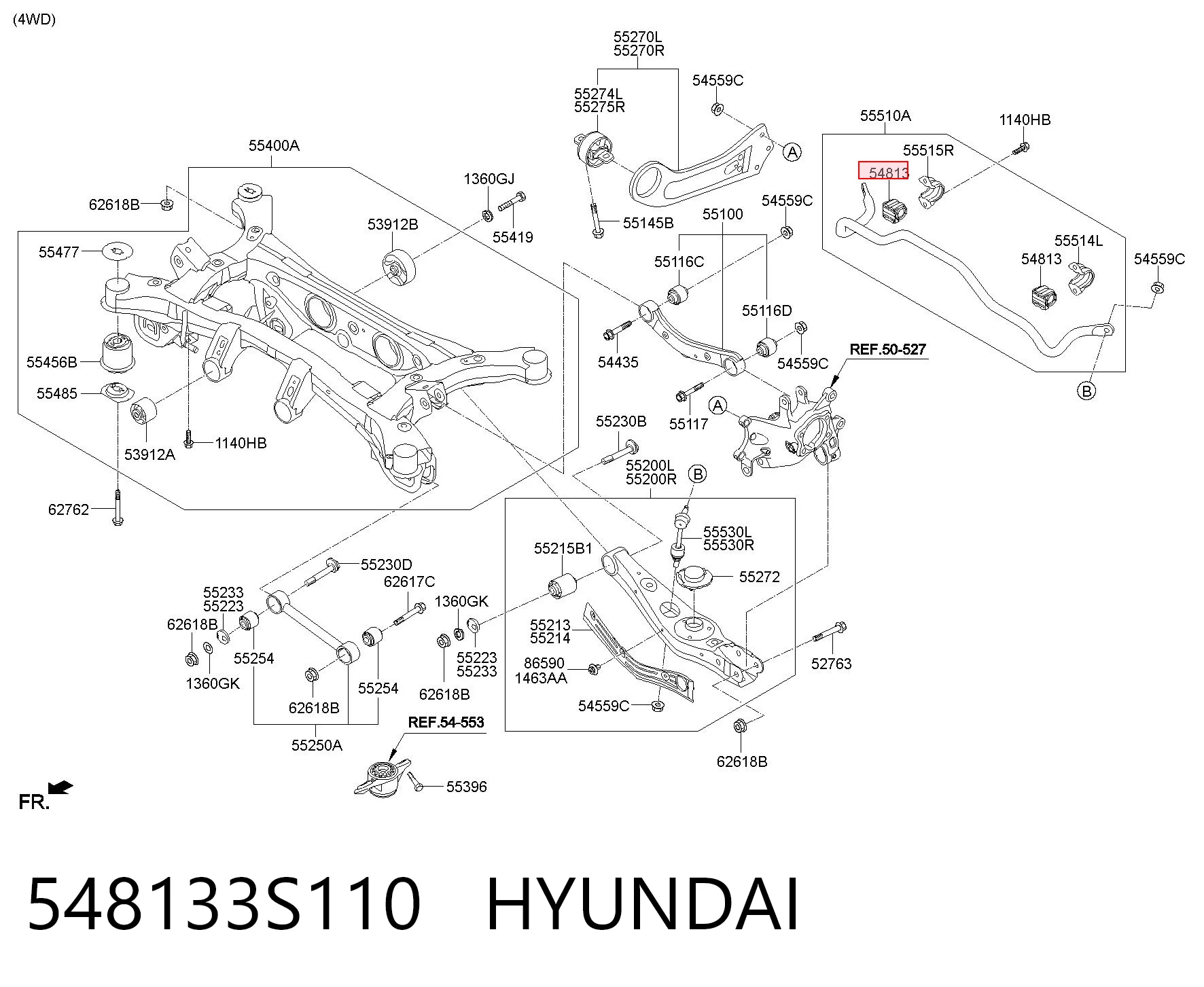 548133S110 Hyundai/Kia Buje de barra estabilizadora delantera