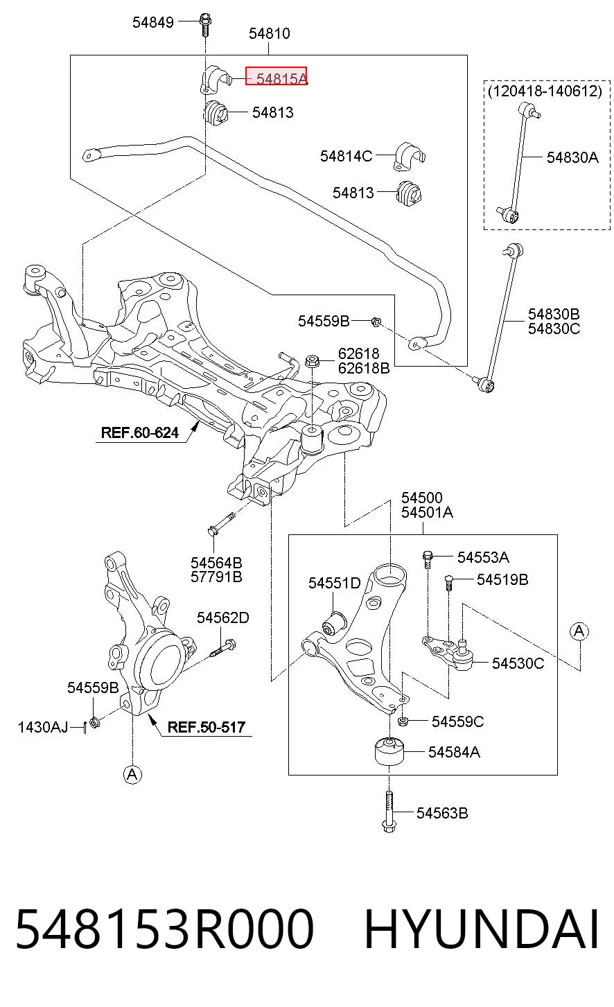 548153R000 Hyundai/Kia Soporte de fijación del estabilizador delantero