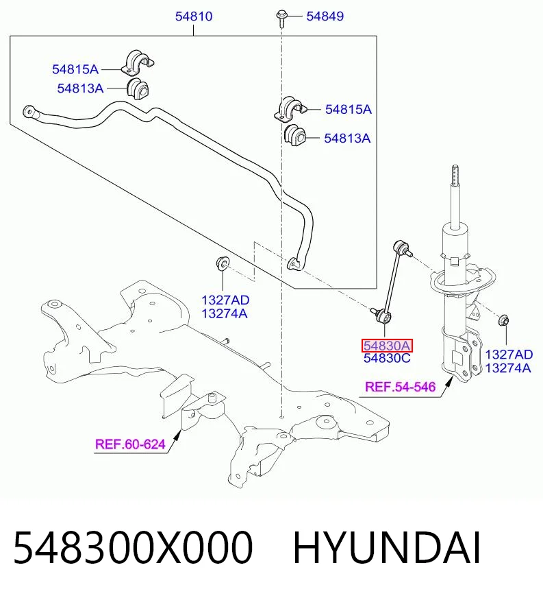 548300X000 Hyundai/Kia Bieleta estabilizadora delantera izquierda