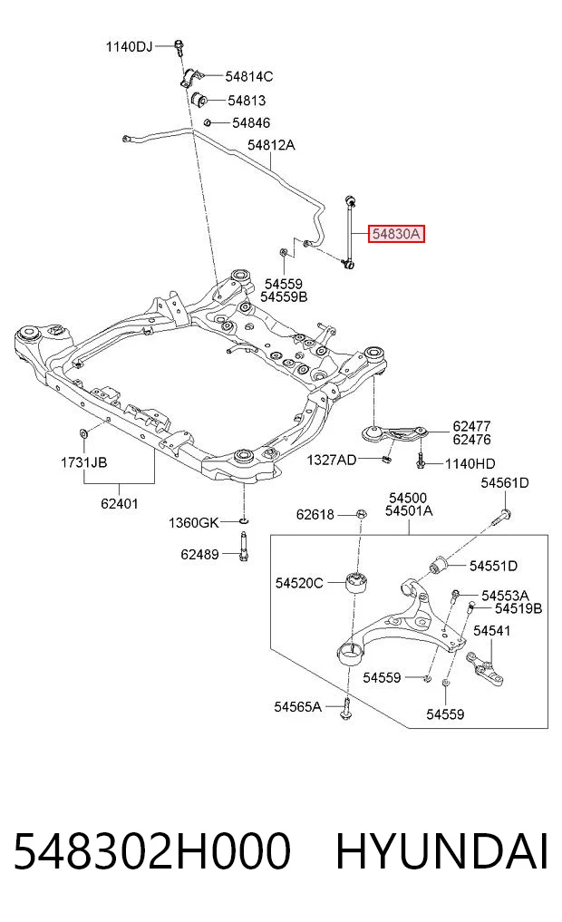 548302H000 Hyundai/Kia Bieleta estabilizadora delantera