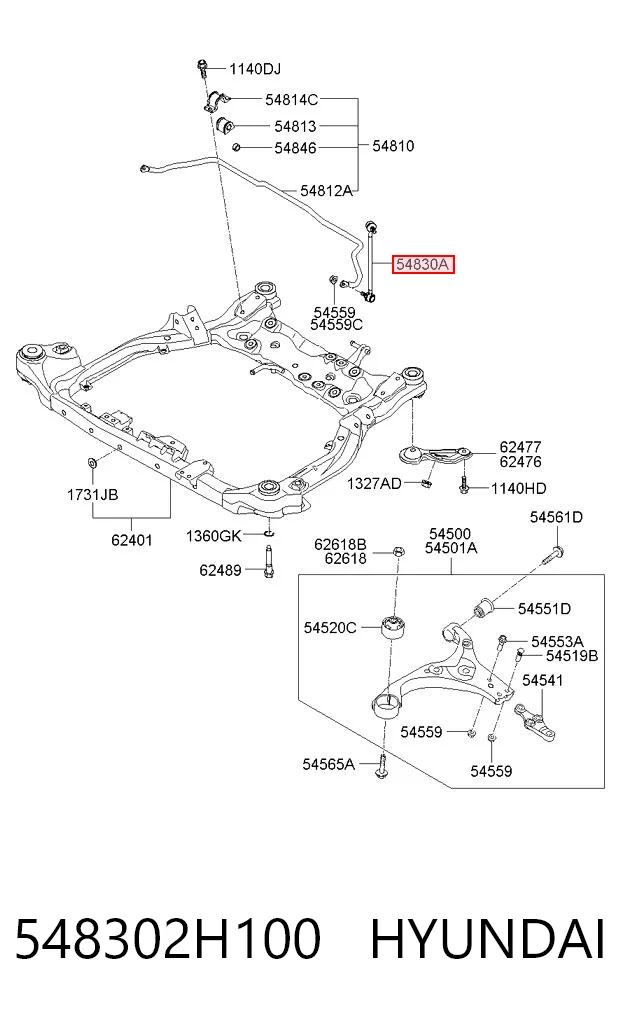 548302H100 Hyundai/Kia Bieleta estabilizadora delantera
