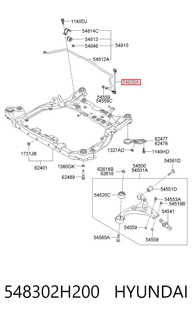 548302H200 Hyundai/Kia Bieleta estabilizadora delantera