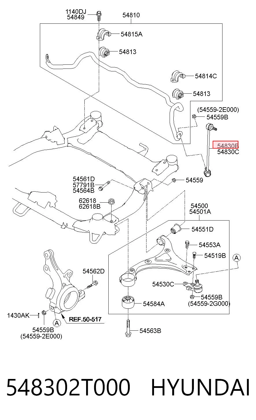 548302T000 Hyundai/Kia Bieleta estabilizadora delantera izquierda