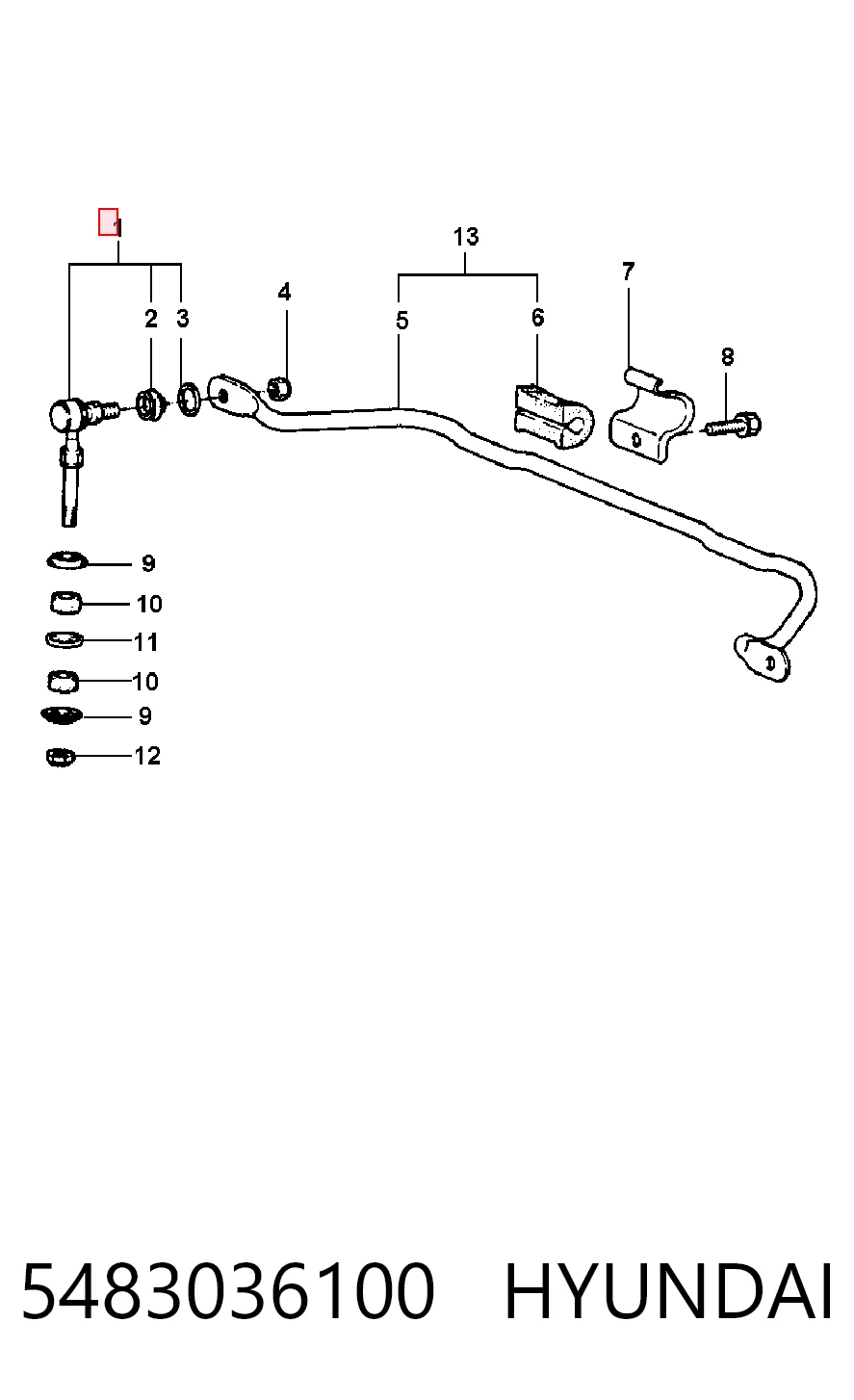 Soporte de la barra estabilizadora delantera Hyundai Sonata II