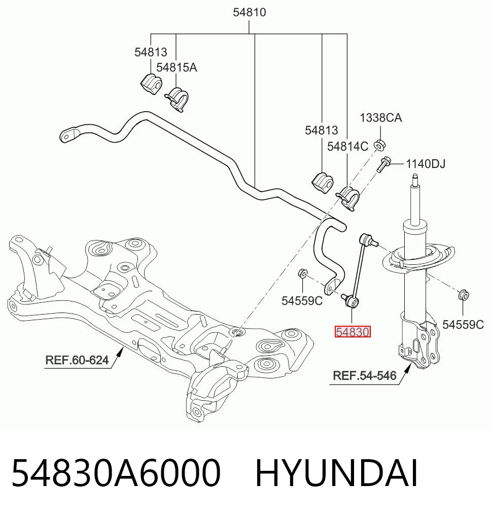 54830A6000 Hyundai/Kia Bieleta estabilizadora delantera