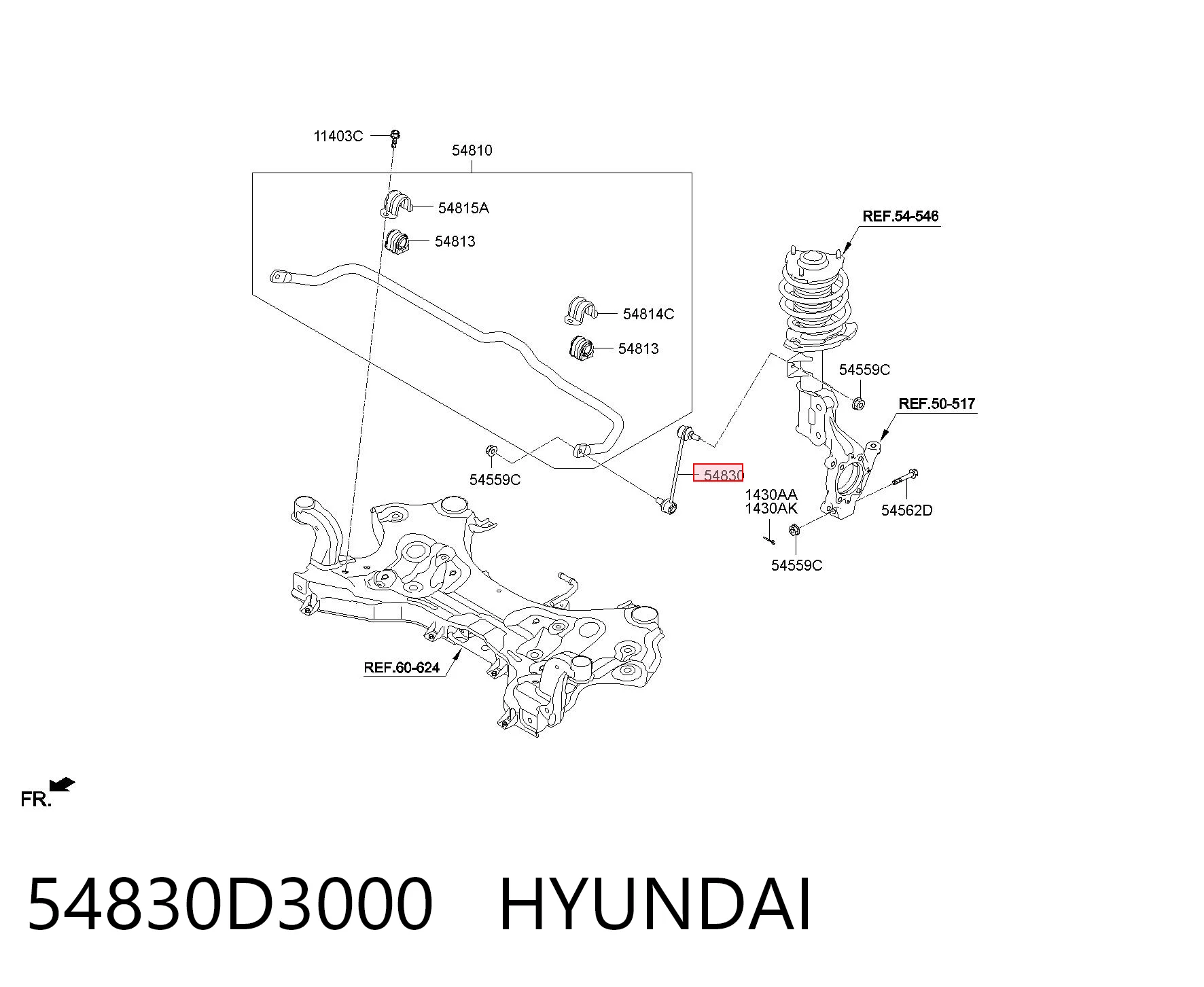 54830D3000 Hyundai/Kia Bieleta estabilizadora delantera