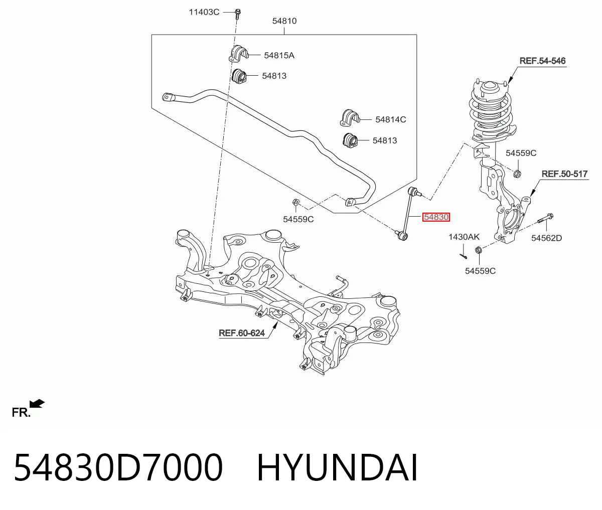 54830D7000 Hyundai/Kia Bieleta estabilizadora delantera