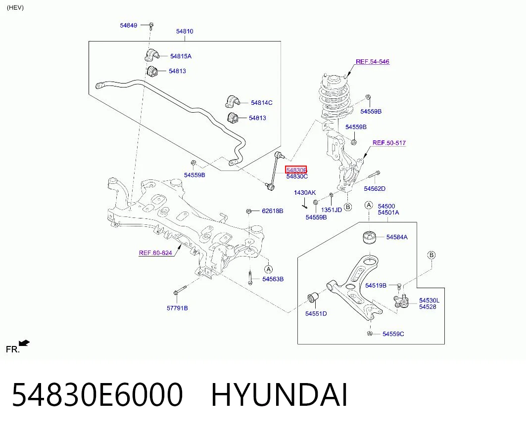 54830E6000 Hyundai/Kia Bieleta estabilizadora delantera izquierda