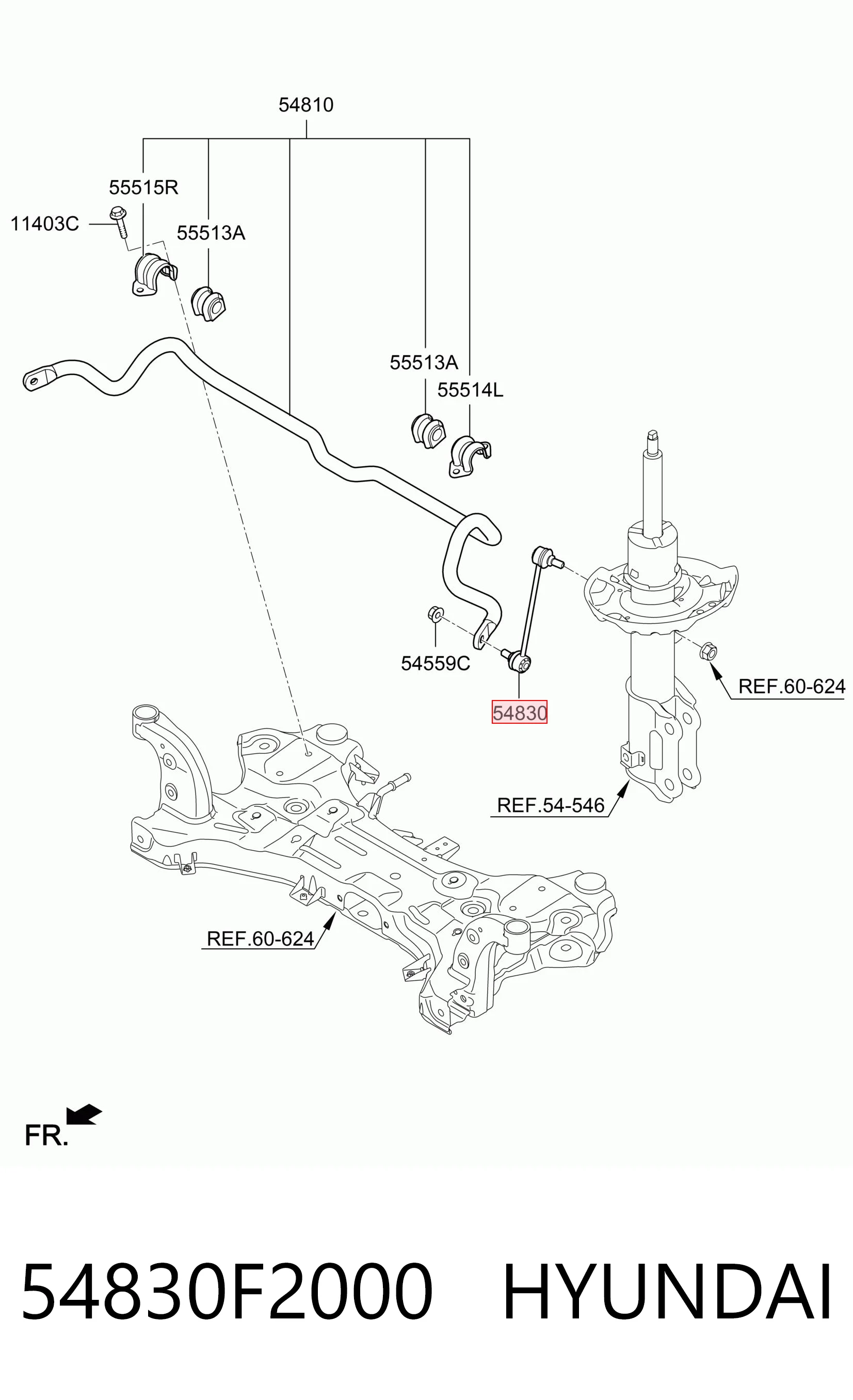 54830F2000 Hyundai/Kia Bieleta estabilizadora delantera