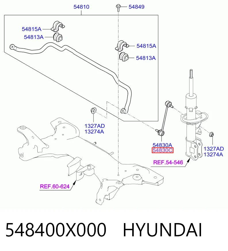 548400X000 Hyundai/Kia Bieleta estabilizadora delantera derecha