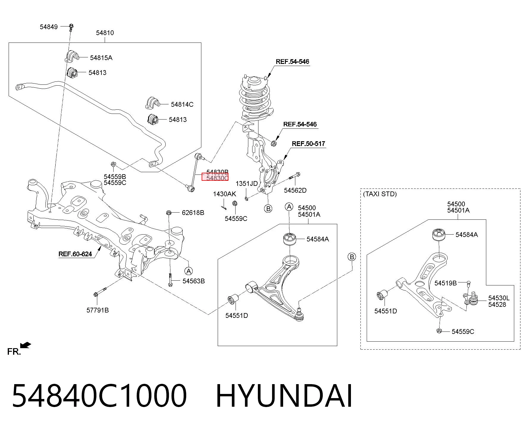 54840C1000 Hyundai/Kia Bieleta estabilizadora delantera derecha