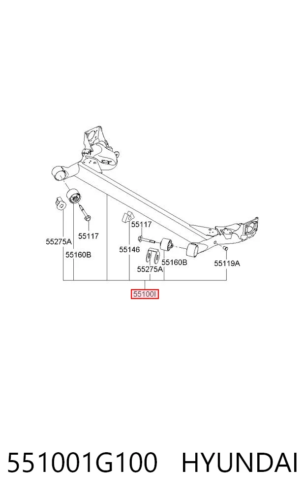 551001G100 Hyundai/Kia Subchasis trasero soporte motor
