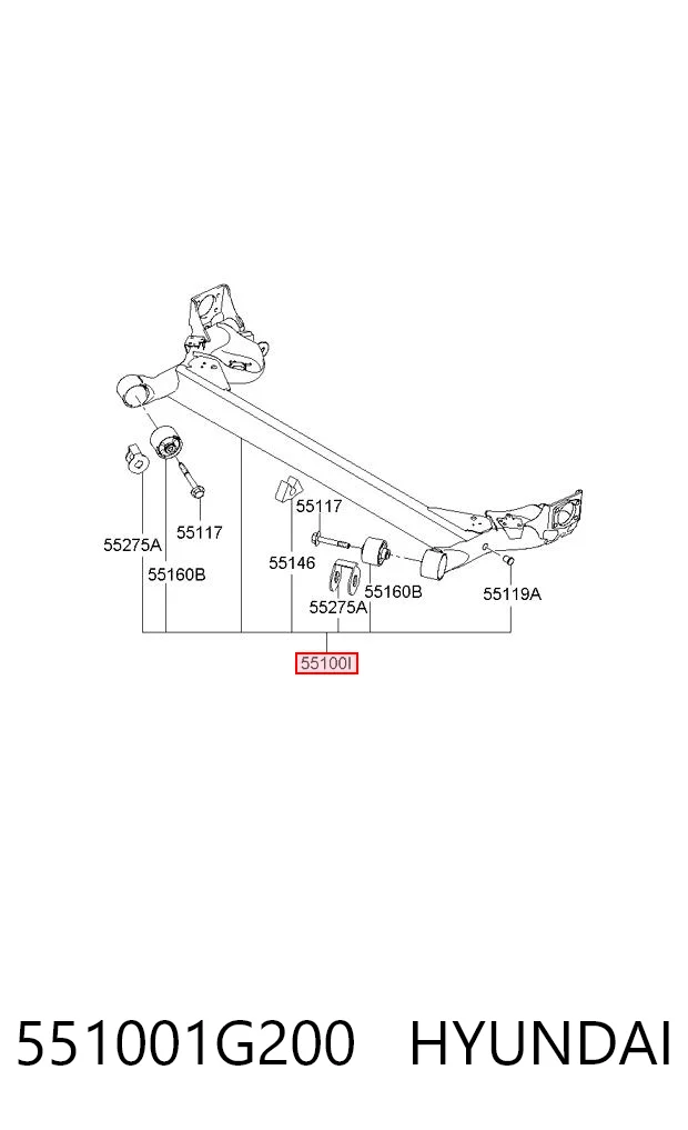 551001G200 Hyundai/Kia Subchasis trasero soporte motor
