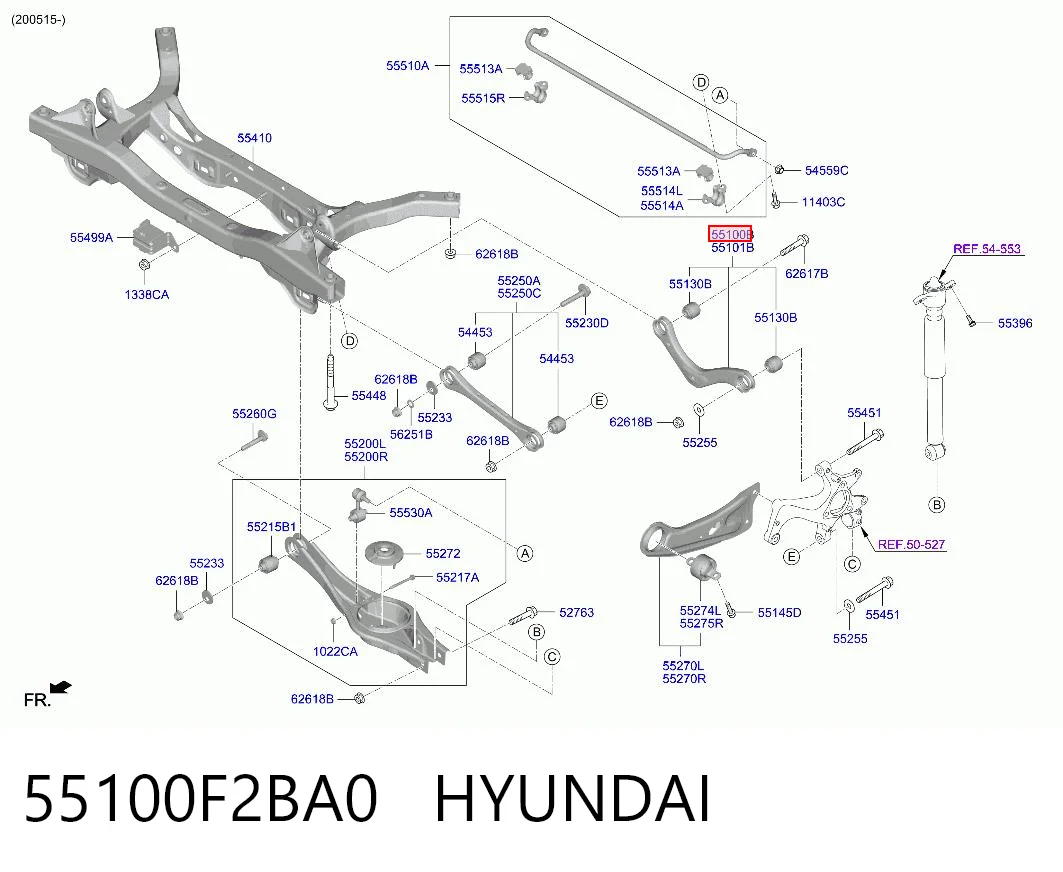 55100F2BA0 Hyundai/Kia Brazo superior izquierdo de la suspensión trasera