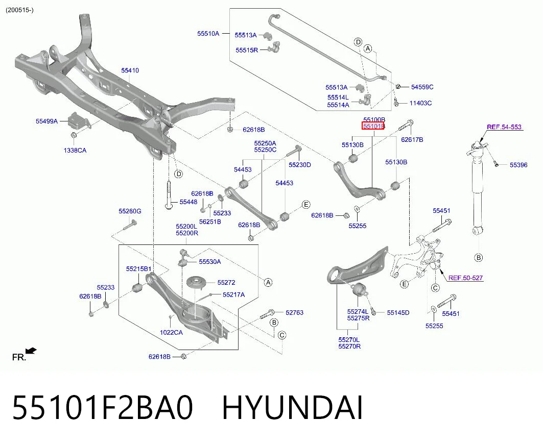 55101F2BA0 Hyundai/Kia Brazo superior derecho de la suspensión trasera