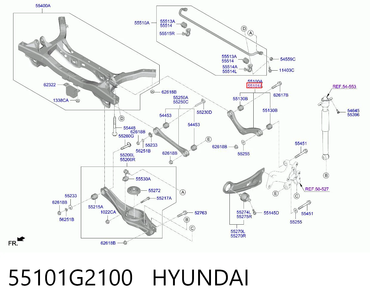 55101G2100 Hyundai/Kia Brazo superior derecho de la suspensión trasera