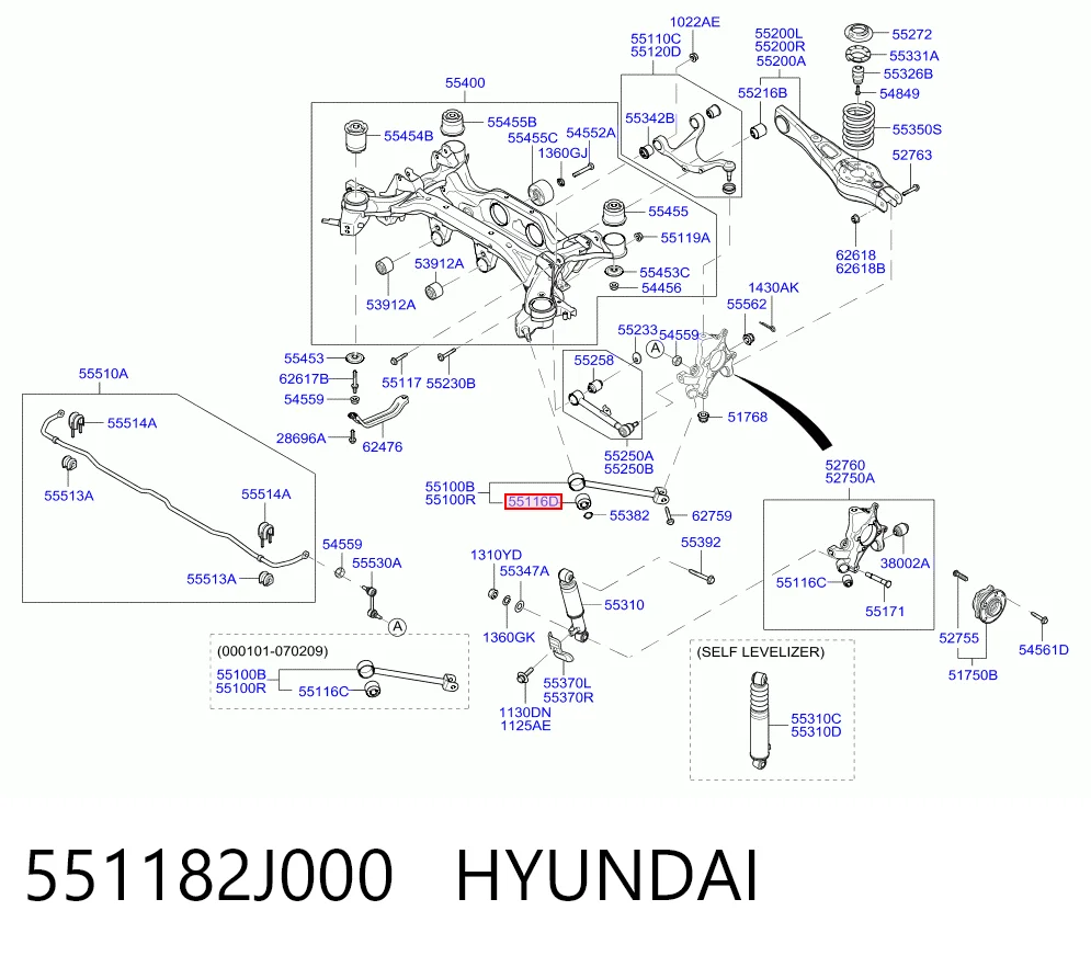 551182J000 Hyundai/Kia Buje trasero del brazo longitudinal trasero