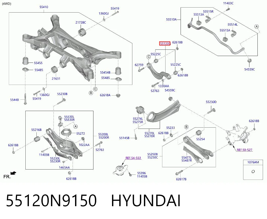 55120N9150 Hyundai/Kia Brazo superior de suspensión trasera izquierdo/derecho