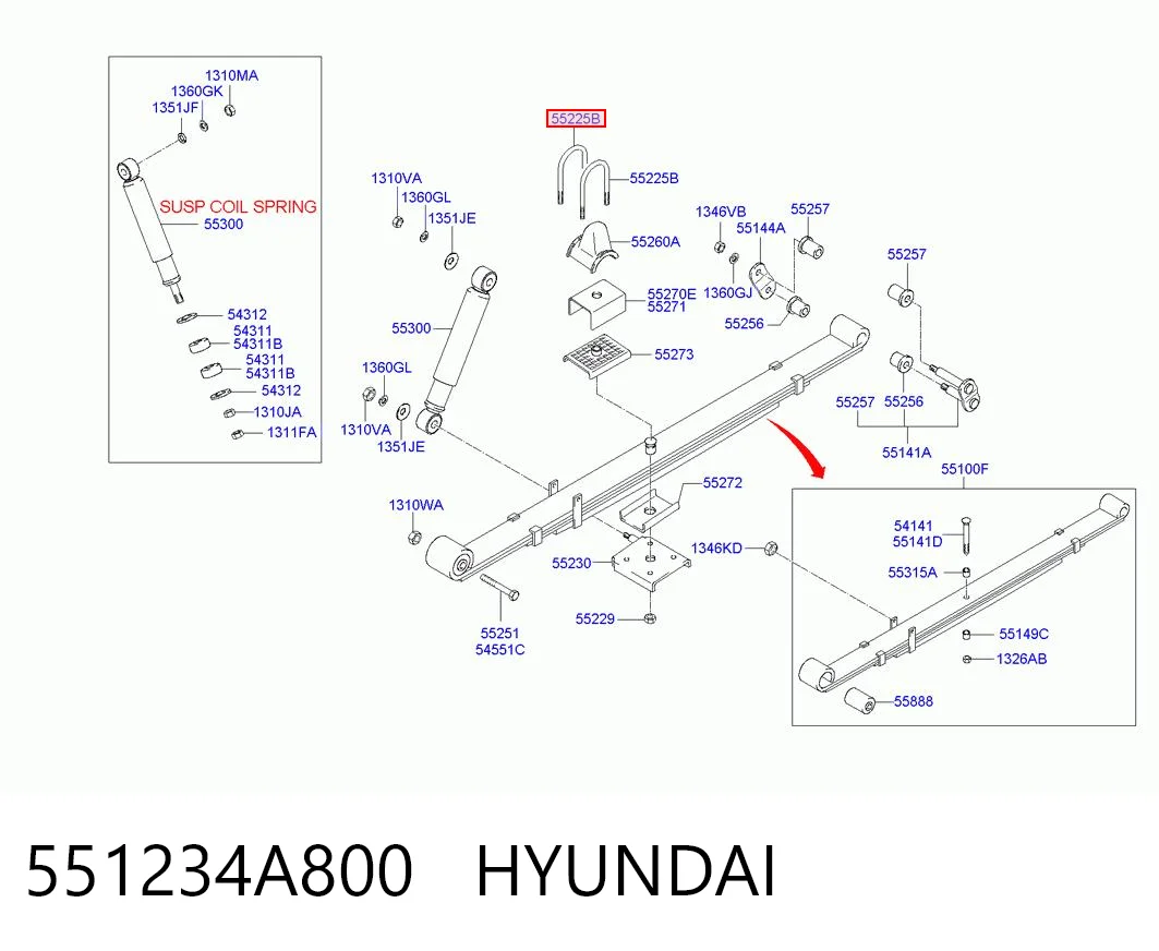 Abrazadera de ballesta 551234A800 HYUNDAI