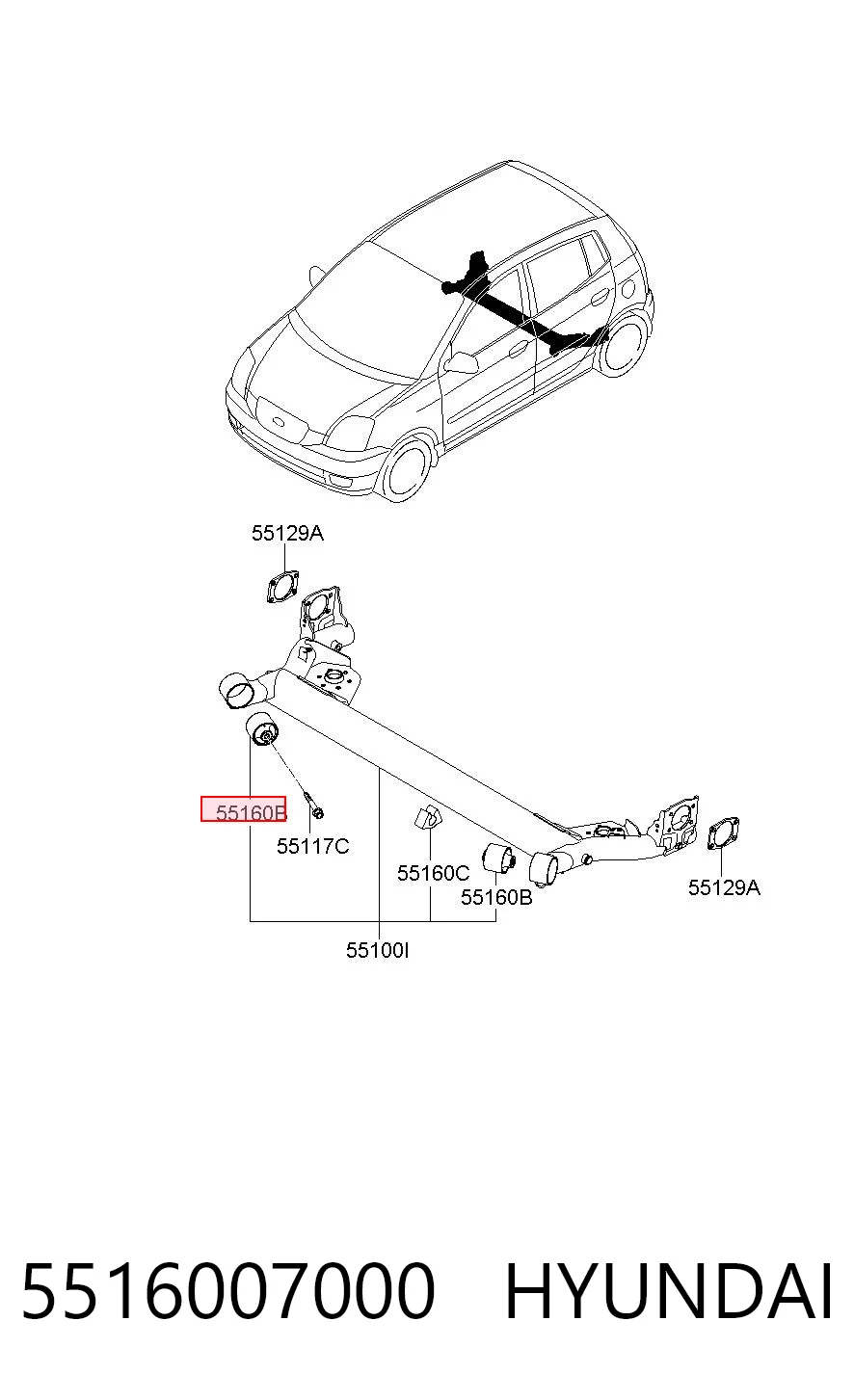 Silentblock del puente trasero KIA Picanto (2003-2007)