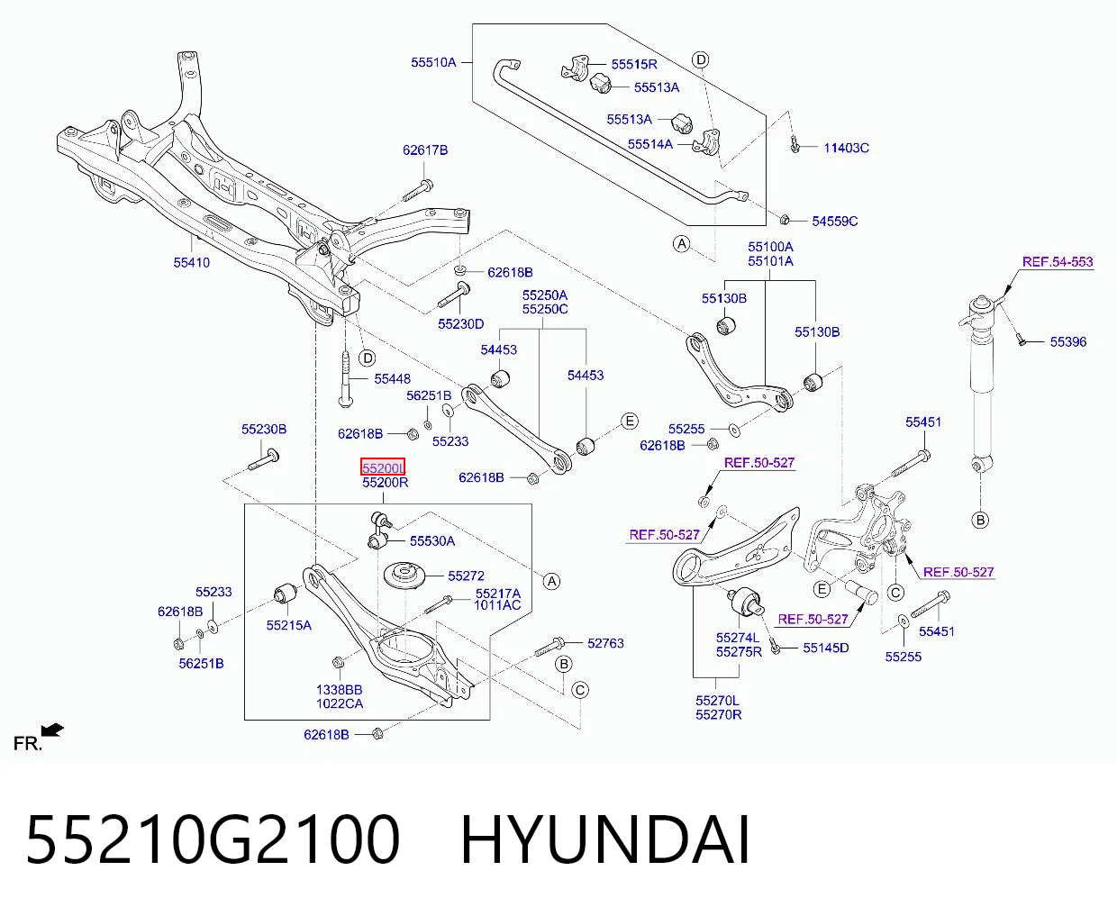 55210G2100 Hyundai/Kia Brazo inferior izquierdo de la suspensión trasera