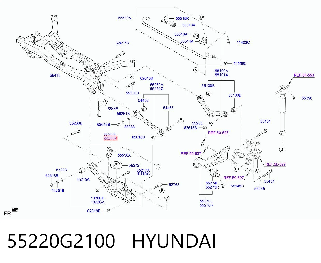 55220G2100 Hyundai/Kia Brazo inferior derecho de la suspensión trasera