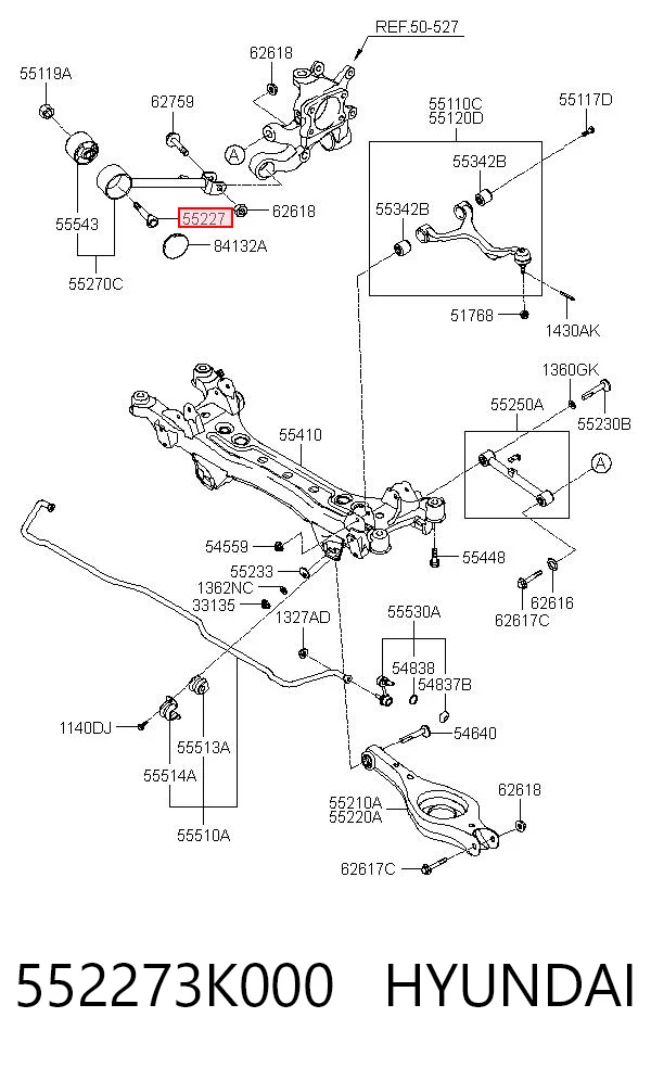 552273K000 Hyundai/Kia Perno de brazo longitudinal trasero (de alineación)
