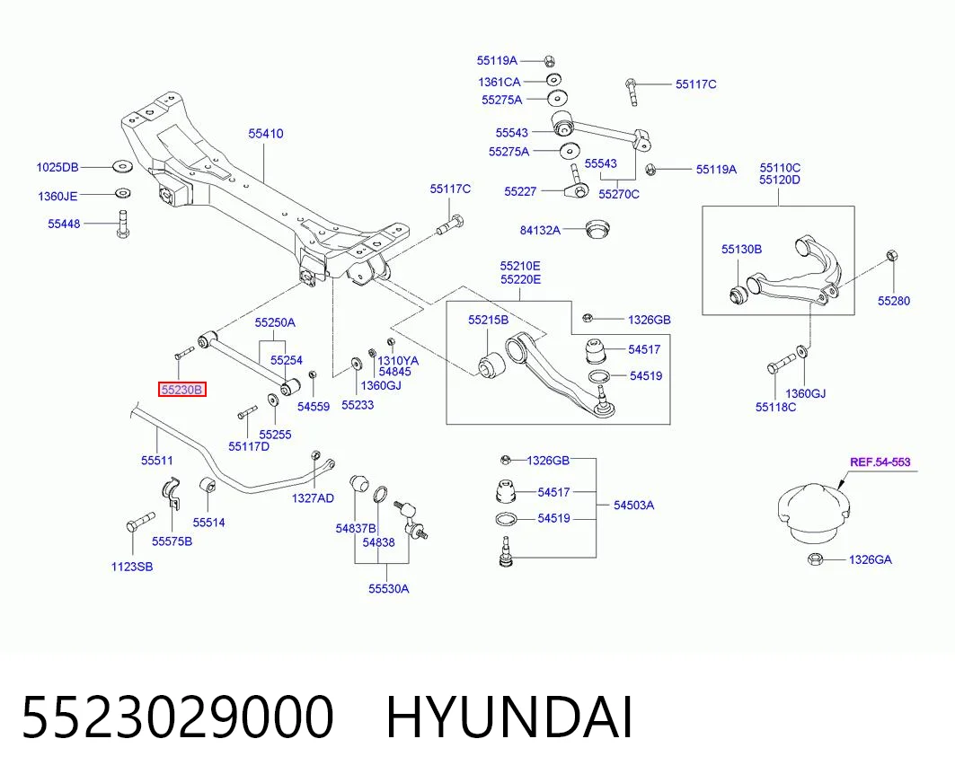 5523029000 Hyundai/Kia Perno interior del brazo de caída trasero