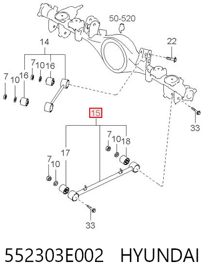 Brazo longitudinal inferior trasero izquierdo/derecho 552303E002 HYUNDAI