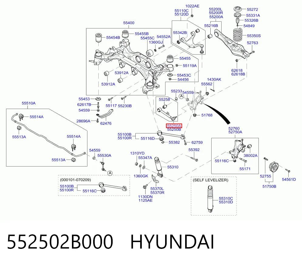 552502B000 Hyundai/Kia Barra transversal, suspensión de ruedas, eje trasero