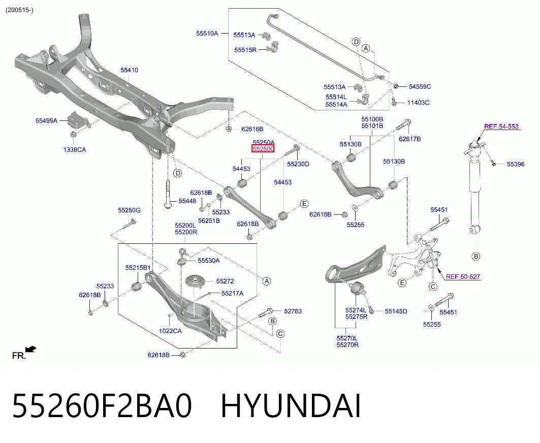 55260F2BA0 Hyundai/Kia Barra transversal, suspensión de ruedas, eje trasero