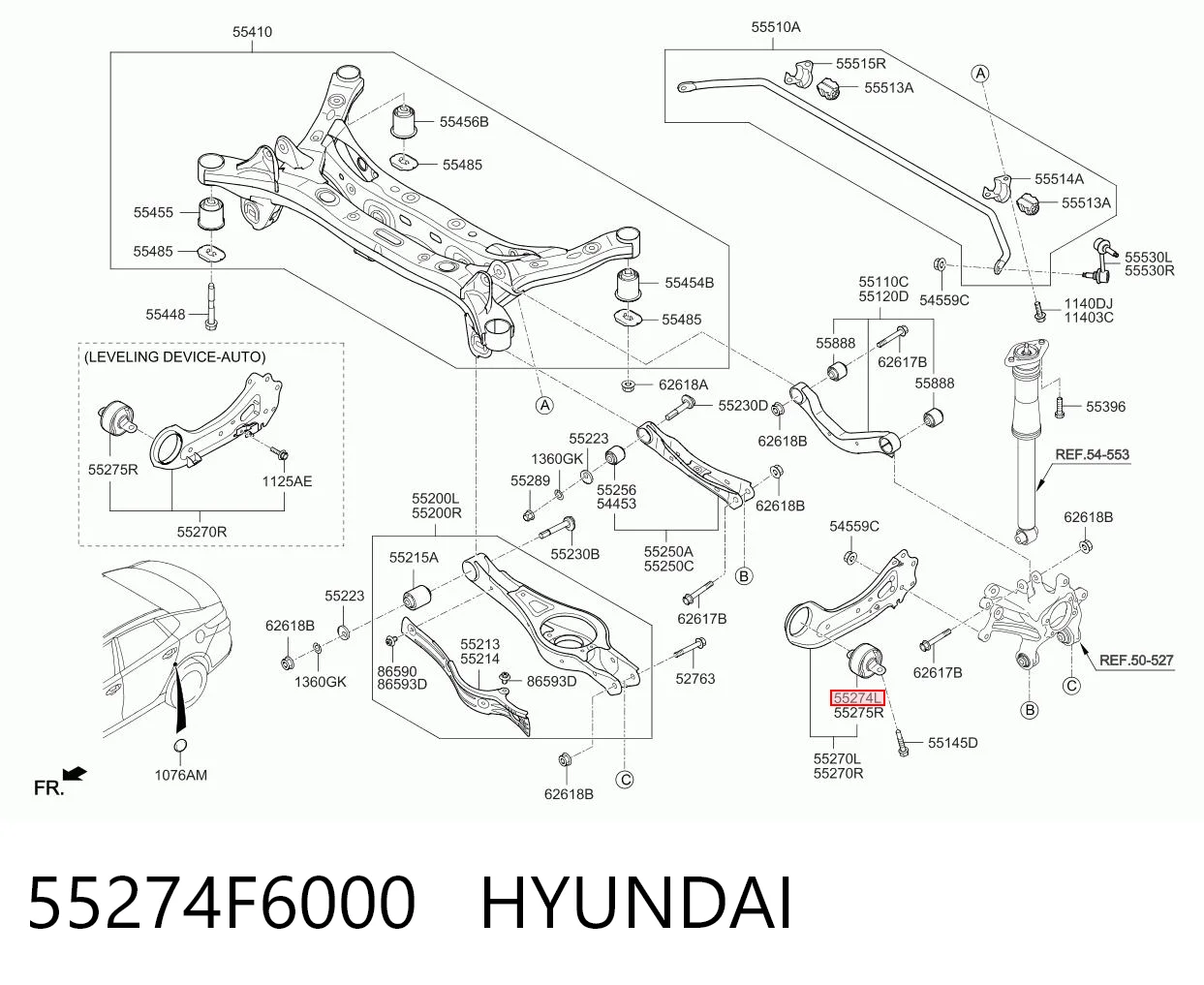 55274F6000 Hyundai/Kia Buje del brazo longitudinal inferior trasero