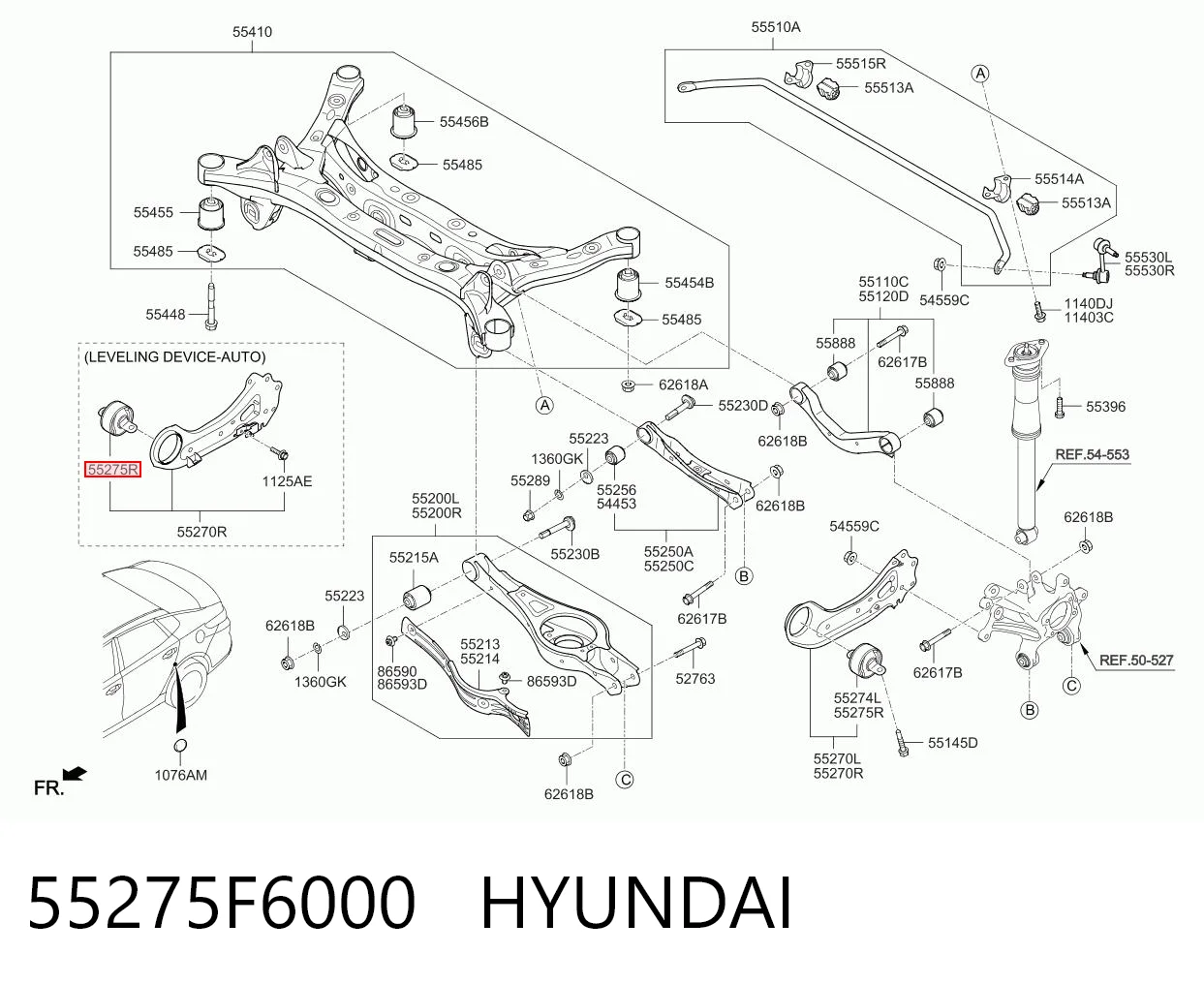 55275F6000 Hyundai/Kia Buje del brazo longitudinal inferior trasero