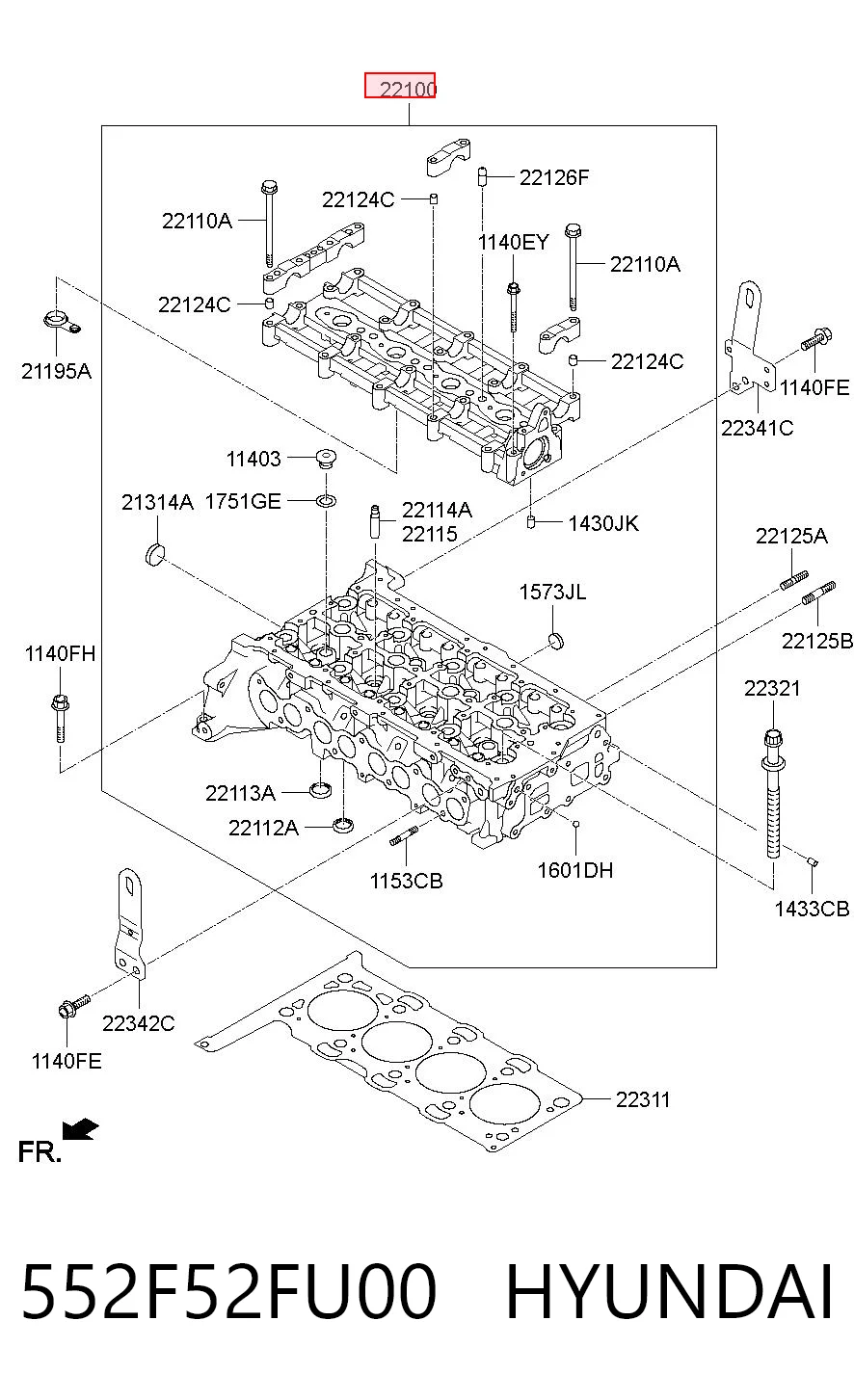 552F52FU00 Hyundai/Kia Cabeza del motor