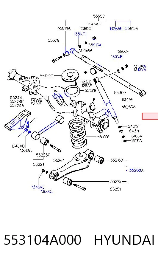 Amortiguador trasero 553104A000 HYUNDAI