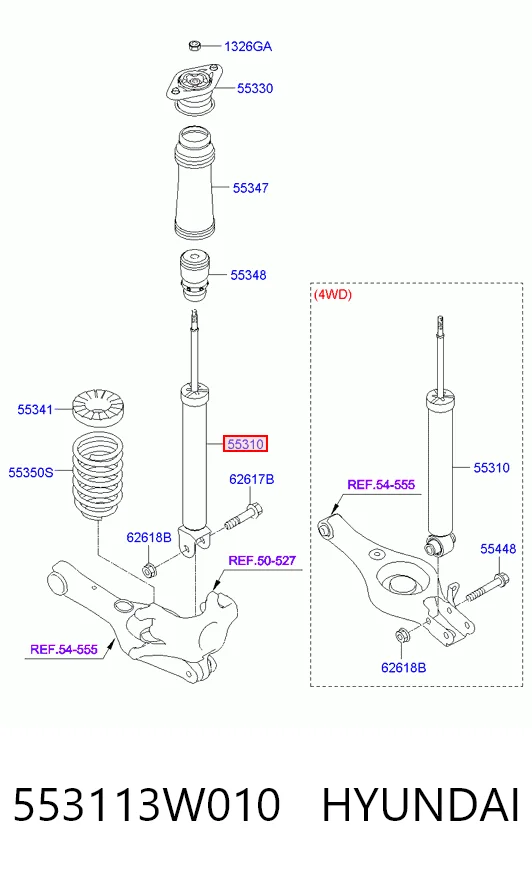 553113W010 Hyundai/Kia Amortiguadores posteriores